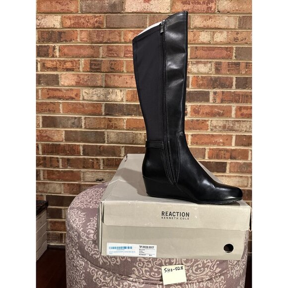Kenneth Cole Reaction Women Tip Dress Wedge Heel Boot Round Toe Mid-Calf Black 5 - Picture 8 of 8
